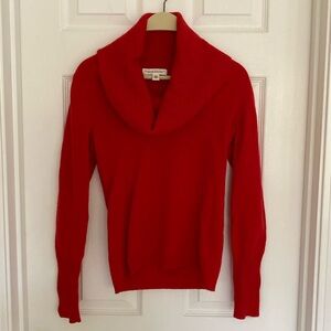 Banana Republic Red Cowl Neck Sweater Merino Wool Cashmere Italian Yarn size XS